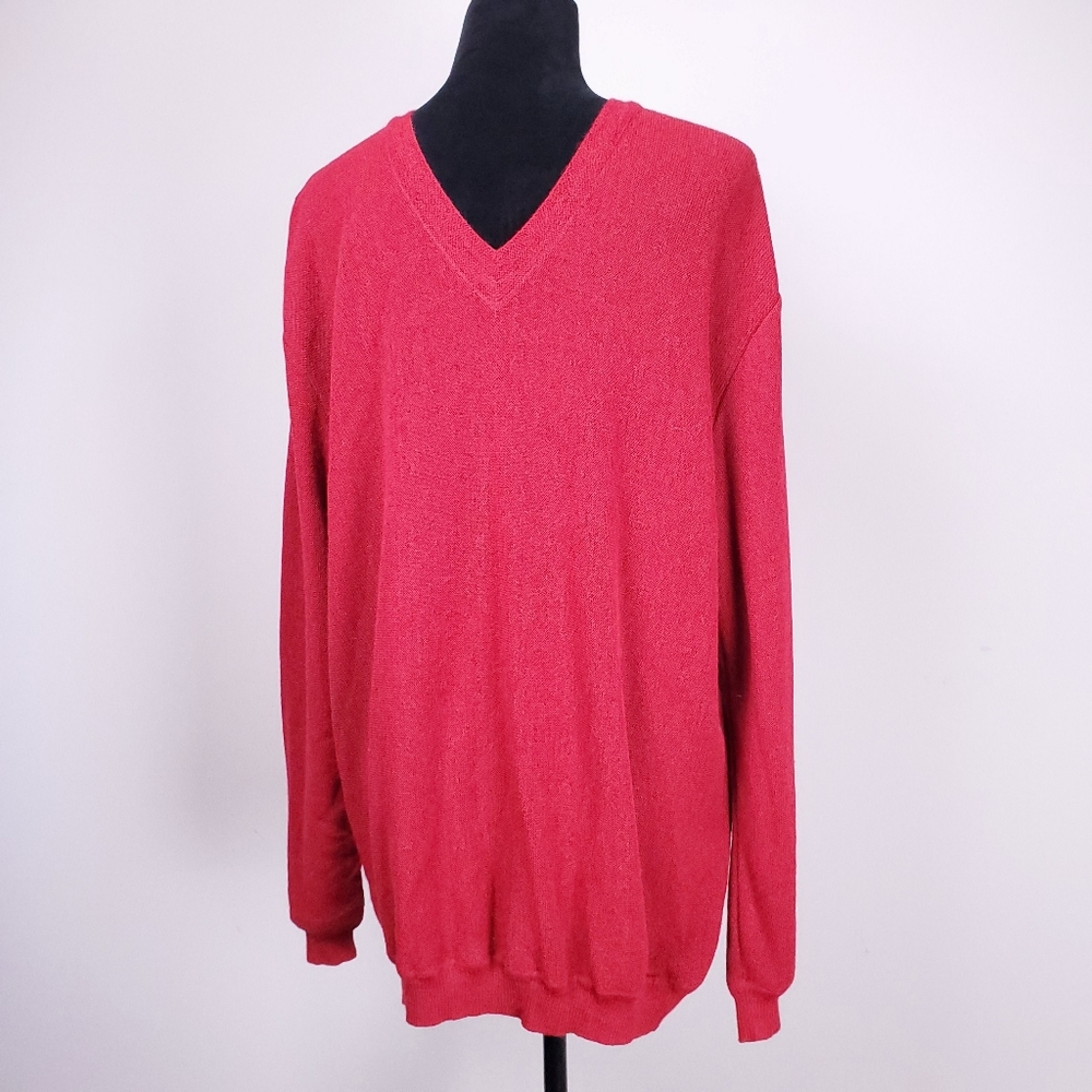 PERU UNLIMITED baby alpaca men's red v-neck sweater